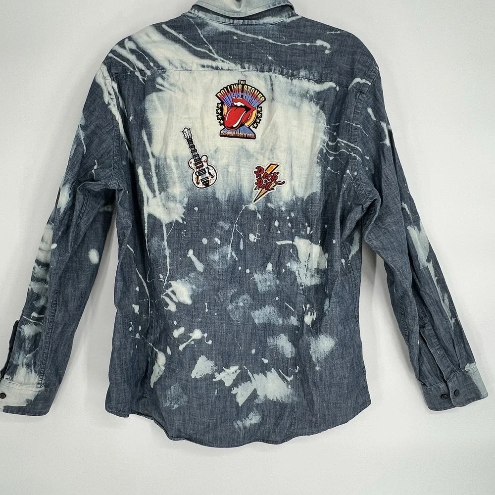 Banana Republic‎ Denim Button Shirt X Rolling Sones Embroidery Size XL